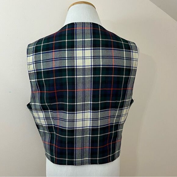 Vintage Surry Classics Tartan Plaid Wool Vest Navy M/ L - Picture 4 of 7